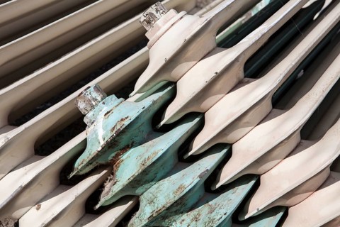 Old cast iron household radiators