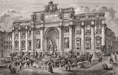 The Trevi Fountain, Fontana di Trevi, Rome, Italy, 19th Century