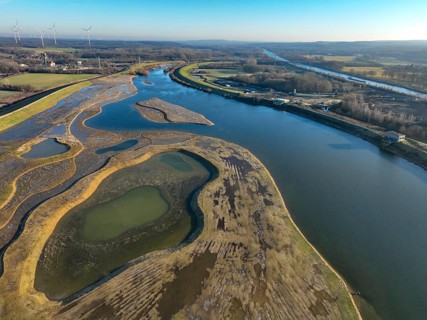Haltern-Marl, North Rhine-Westphalia, Germany - Lippe, flood protection in the