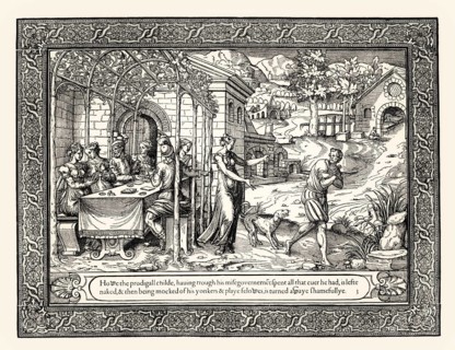 The Parable of the Lost Son, english pictures-bible, 1566, Anonymous French woodcut, digitally