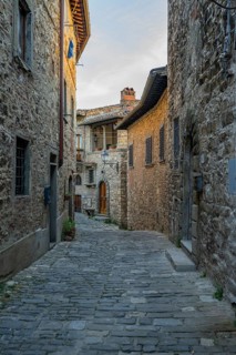 View of a little Street in the little wine town of Montefioralle, Chianti, Florence, Firenze,