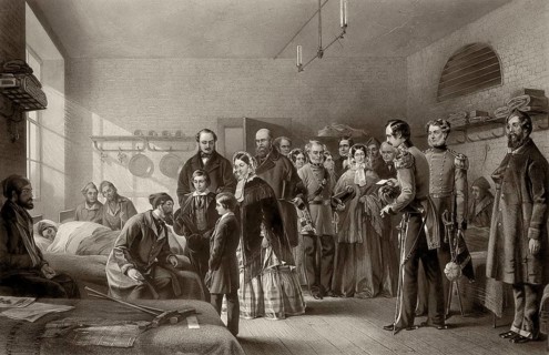 Queen Victoria and Prince Albert visiting wounded soldiers, Brompton Hospital, Chatham, Crimean War