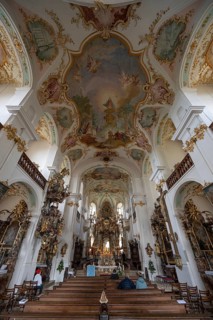 Interior of the Maria Brünnlein pilgrimage basilica in rococo style built between 1748 and 1782,