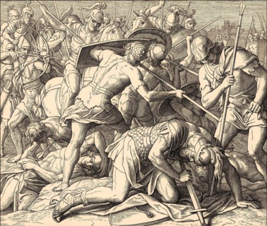 Battle of Gilboa, death of Saul, Old Testament, by Julius Schnorr von Carolsfeld