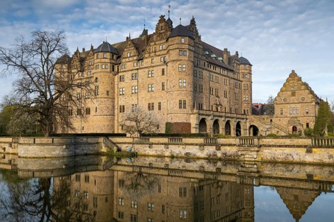Neuenstein Castle, moated castle from the Staufer period, seat of the Hohenlohe Central Archive