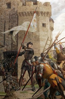Joan of Arc as a warrior, mural in the Panthéon, National Hall of Fame, Latin Quarter, Paris,
