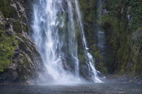 Stirling Falls Waterfall, Milford Sound, Fiordland National Park, Southland Region, South Island,