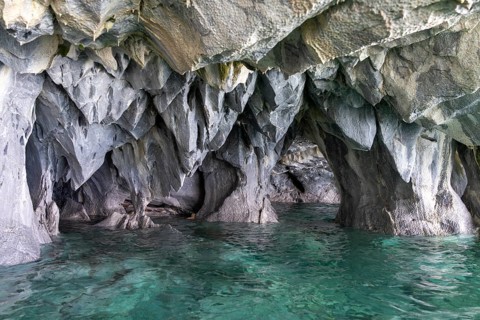 Marble caves (Cuevas de Mármol), eroded marble formations over turquoise-coloured water, General