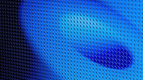 This abstract design showcases a 3D structure in shades of blue, perfect for creating a tech-savvy