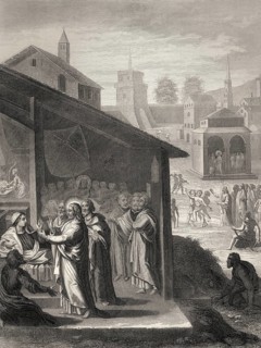 The healing of the mother of Peter's wife, miracle of Jesus, New Testament, Steel engraving 1853,