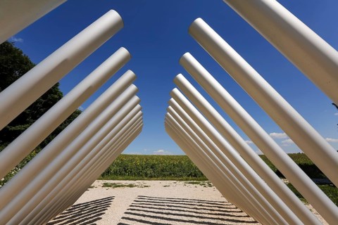 Art in public space, sculpture made of aluminum profile pipes by artist Martin Burchard, life's
