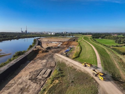 Haltern-Marl, North Rhine-Westphalia, Germany - Lippe, flood protection in the