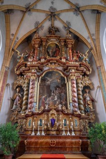 Baroque high altar, around 1676, church of the Assumption of Mary, late Gothic hall church, Erlach