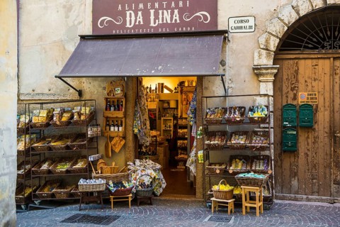 Picturesque alley, Malcesine, Lake Garda, Verona Province, Veneto region, Italy