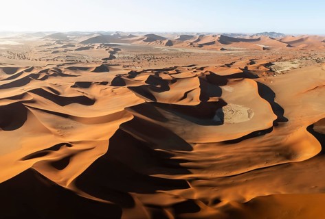 Aerial view, Dramatic sand dunes in the Namib Desert, Namib Naukluft Park, Namibia