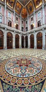 Floor mosaic in the courtyard, Palácio da Bolsa, neoclassical style stock exchange, magnificent