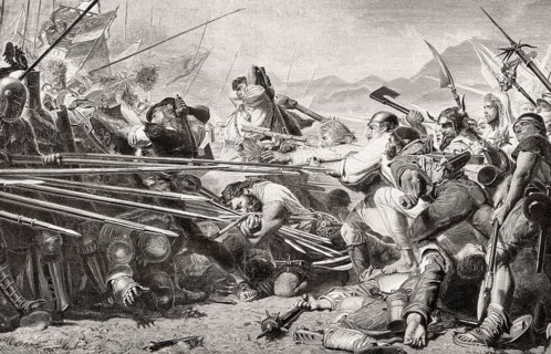 Death of Arnold von Winkelried, a legendary hero of Swiss history, Battle of Sempach, 1386