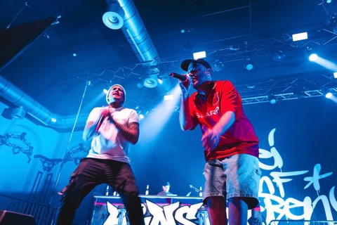 Rapper Daniel Schneezin Schneider and Michael Mike Rohleder from 257ers live in Berlin's Huxleys