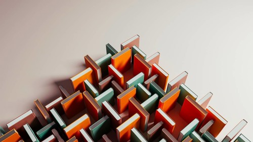 Bright books stand out among darker volumes, inviting exploration and learning in a unique library