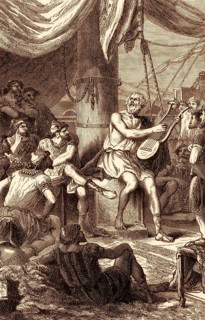 Homer Singing his poems for the People, Greek legendary author, ancient Greece