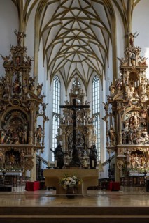 High altar and side altar in the Basilica of St. Ulrich and Afra, Old Town of Augsburg, Swabia,