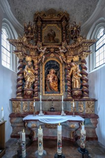 Baroque side chapel, around 1649, church of the Assumption of Mary, late Gothic hall church, Erlach