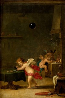 Amoretti in an alchemist's workshop (ca. 1635-1637), painting by David Teniers (baptised 15