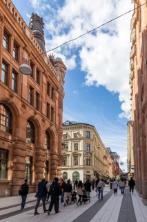 Drottninggatan pedestrian zone and most famous shopping street, Stockholm, Sweden