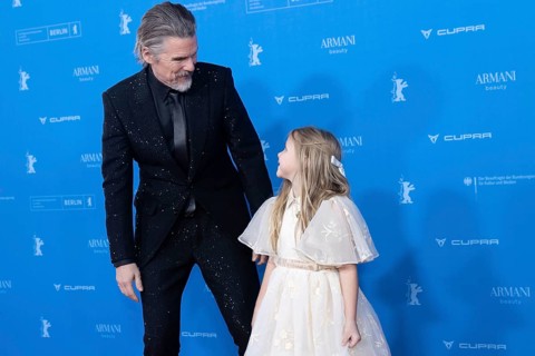 Ethan Hawke and Avy Berry on the Red Carpet in front of the premiere of The Weight at the Berlinale