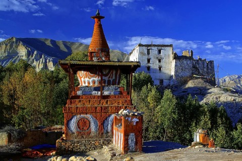 Nepal. Landlocked country in the Himalayas, mustang, mountains, Kali Gandaki gorge, Tsarang