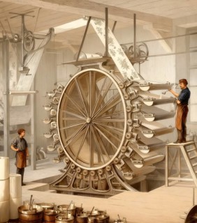 Industrial wallpaper printing machine, 19th century