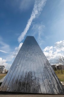Modern church building, a sculpture in Hubland, new district on the site of the former American