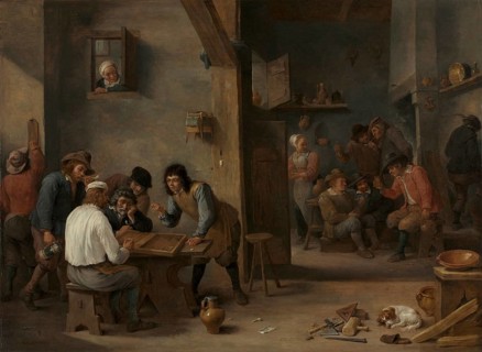 Backgammon game (1640s), painting by David Teniers (baptised 15 December 1610 in Antwerp, died 25