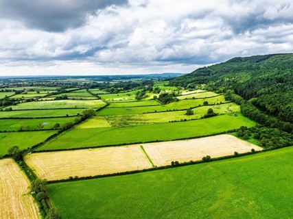 Farms and Fields over East Harlsey from a drone, North Yorkshire, England, United Kingdom