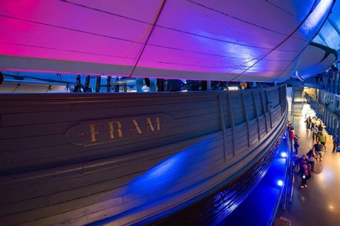FRAM lettering, historic polar research ship Fram by Fridtjof Nansen and Roald Amundsen, Fram