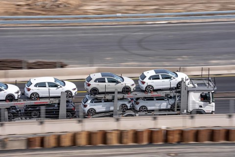 Car transporters, vehicles are being transported, A3 motorway, cars
