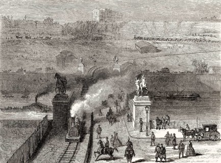 Räumung des Trocadero-Hügels für den Bau des Champ de Mars, Weltausstellung von 1867, Paris,