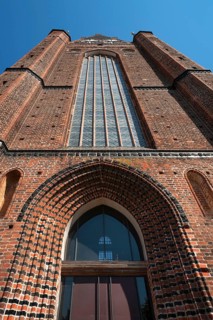 Facade of St Georgen, 14th century Gothic brick building, Wismar, Mecklenburg-Vorpommern, Germany