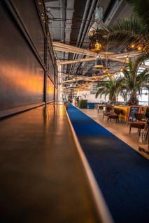 Interior of the pier on the beach at sunset, The Hague, Netherlands