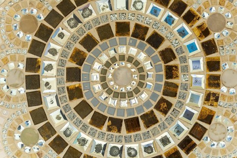 Main chedi (Phra That) decorated with over 5 million colourful mosaic stones and ceramic pieces,