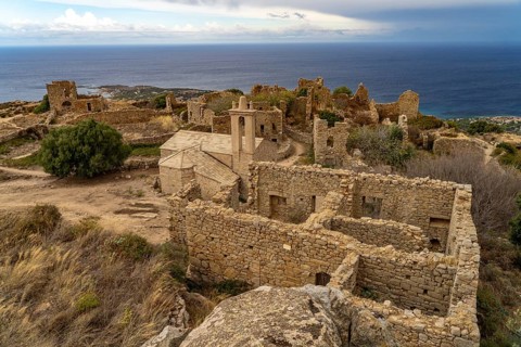The ruins of the abandoned village of Occi near Lumio, Balagne, Corsica, France