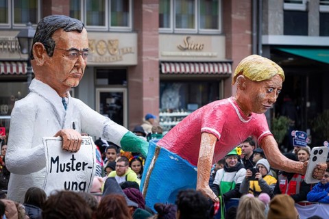 The Frankfurt Shrove Tuesday Parade is taking place across the Römerberg in Frankfurt am Main on 15