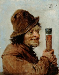 A Peasant Holding a Glass, painting by David Teniers (baptised 15 December 1610 in Antwerp, died 25