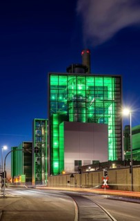 The Lausward combined heat and power plant in Düsseldorf, gas and steam turbine power plant,