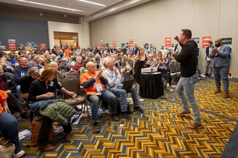 Detroit, Michigan USA - 19 April 2026 - Chris Swanson campaigns for Michigan governor, speaking to