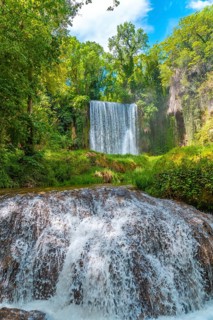 La Caprichosa waterfall in the Natural Park of the Monastery of Piedra, Aragon, Spain