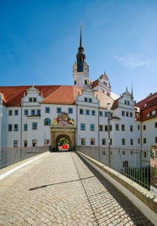 Castle Bridge and Bear Pit, Hartenfels Castle, Torgau, Saxony, Germany