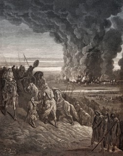 Joshua Burns the Town of Ai, Old Testament, Gustave Doré, 1863