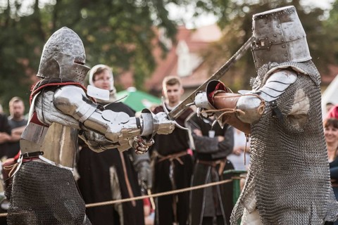 LUBIAZ, POLAND - AUGUST 25, 2018: Monastery Siege - historical staging. Knights tournament