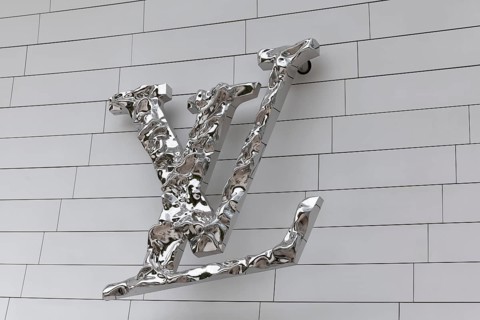 Louis Vuitton logo at the Louis Vuitton Foundation, Le vaisseau de verre, glass ship, futuristic